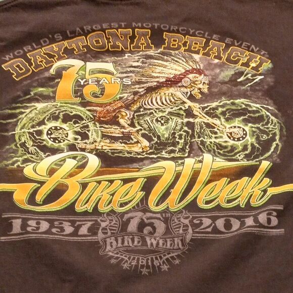 Daytona Beach 75 Years Bike Week 1937-2016 Short sleeve T-Shirt - Picture 2 of 7